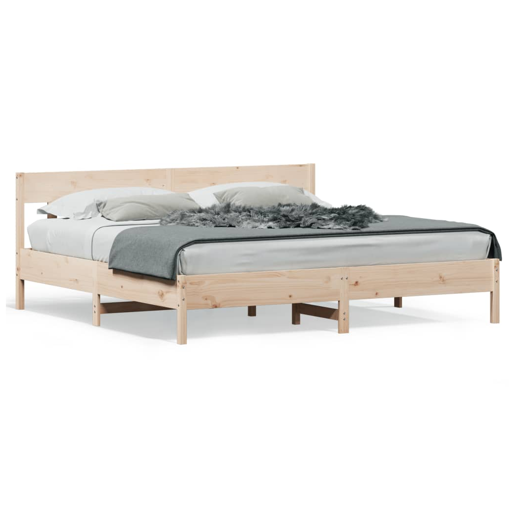 Bed Frame with Headboard 180x200 cm Super King Solid Wood Pine