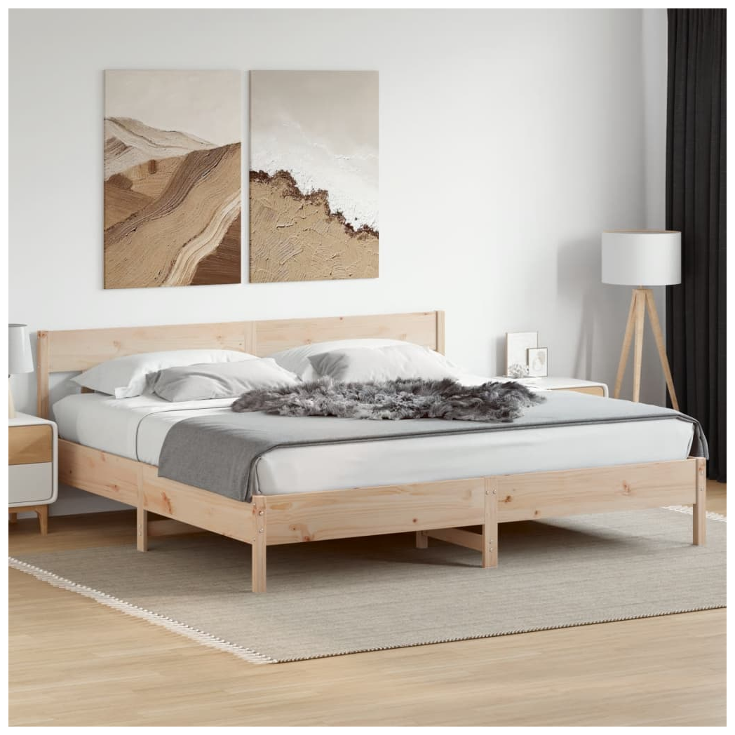 Bed Frame with Headboard 180x200 cm Super King Solid Wood Pine