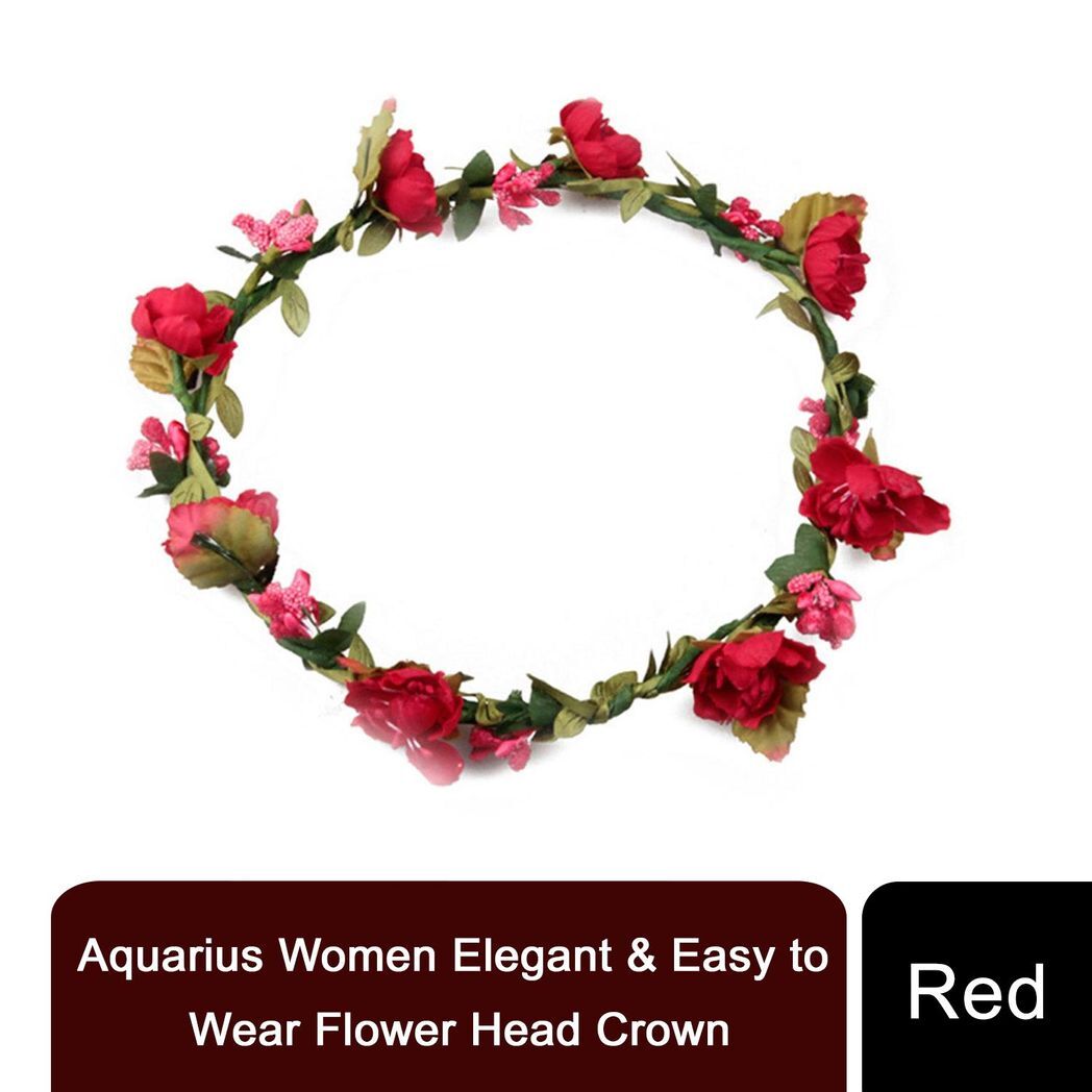 Aquarius Women Elegant & Easy to Wear Flower Head Crown Red