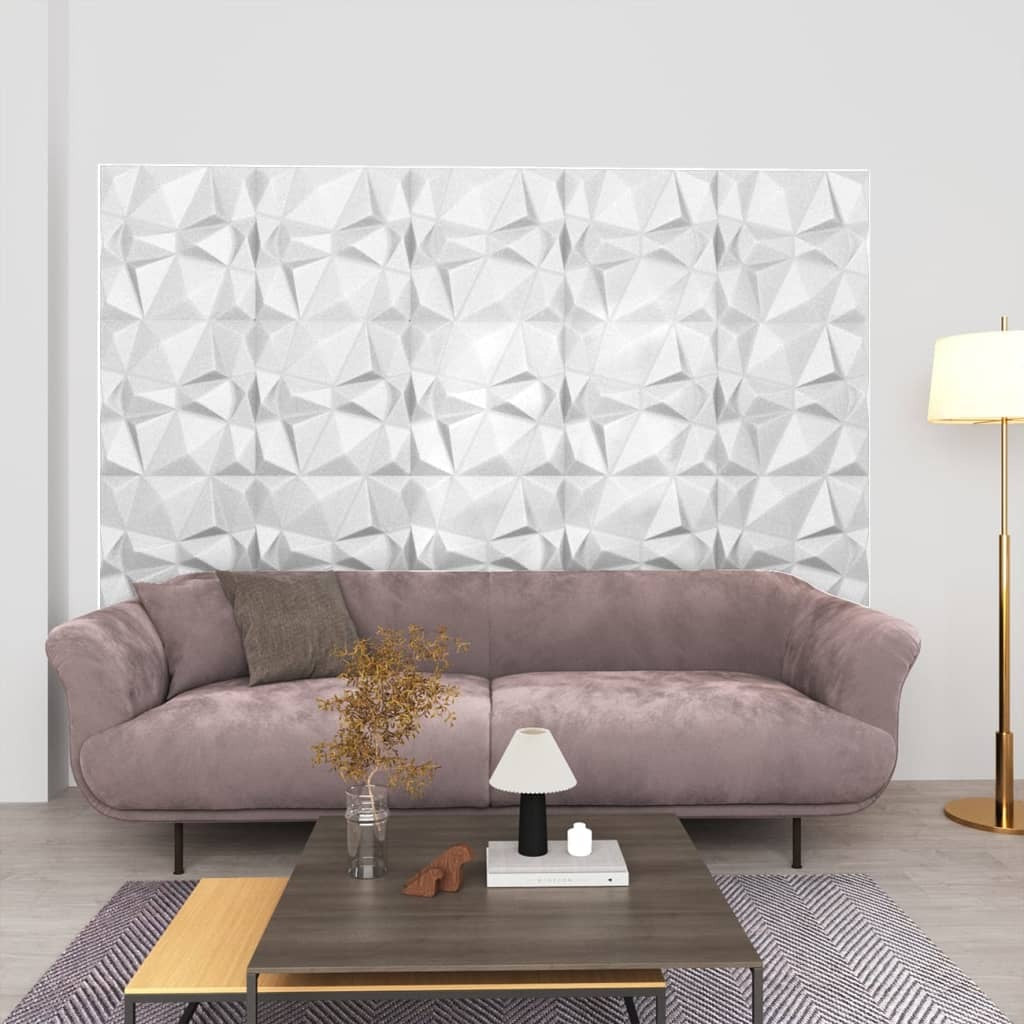 3D Wall Panels 12 pcs 50x50 cm Diamond White 3 m