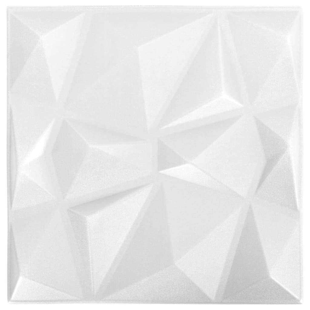 3D Wall Panels 12 pcs 50x50 cm Diamond White 3 m