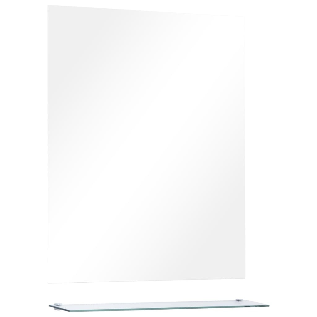 Wall Mirror with Shelf 50x60 cm Tempered Glass