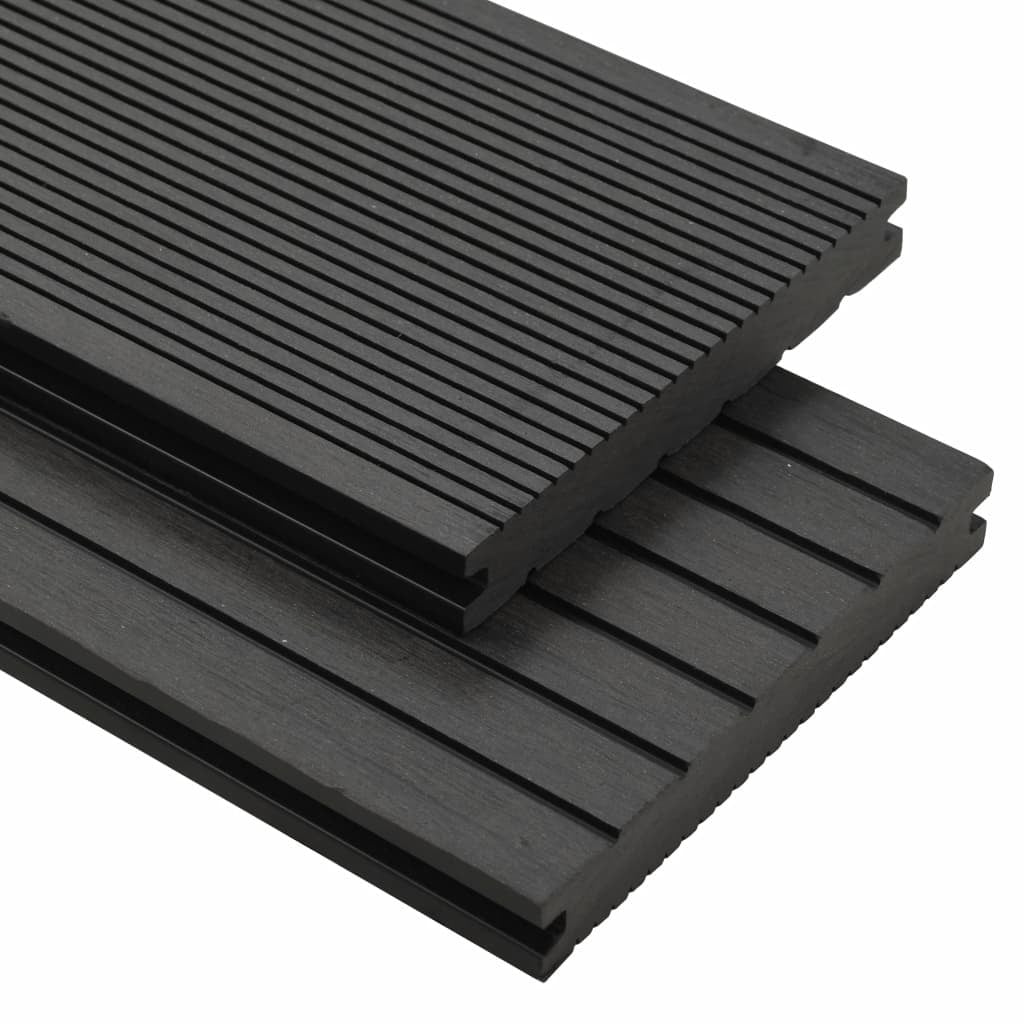 WPC Solid Decking Boards with Accessories 10 m 2.2 m Black