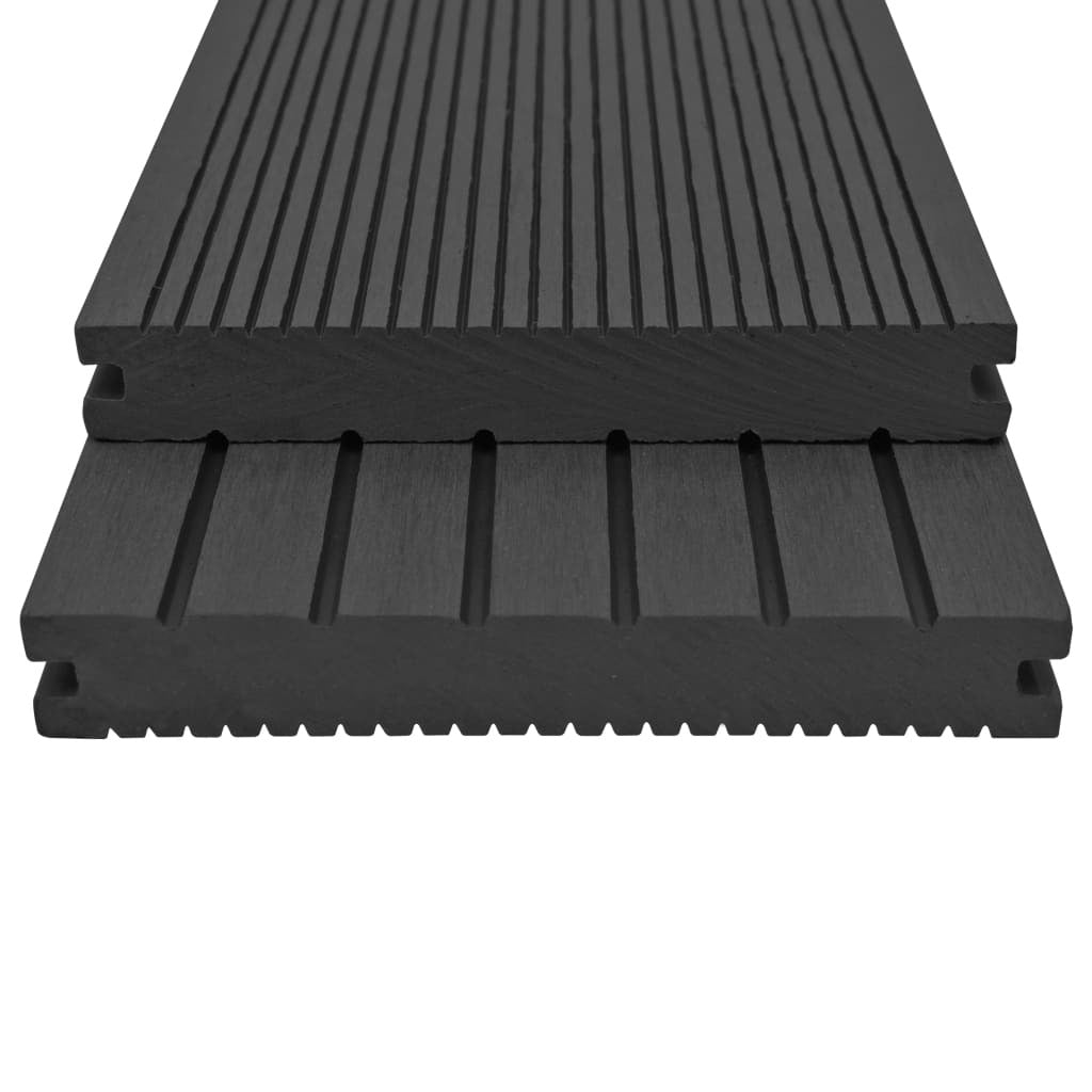 WPC Solid Decking Boards with Accessories 10 m 2.2 m Black