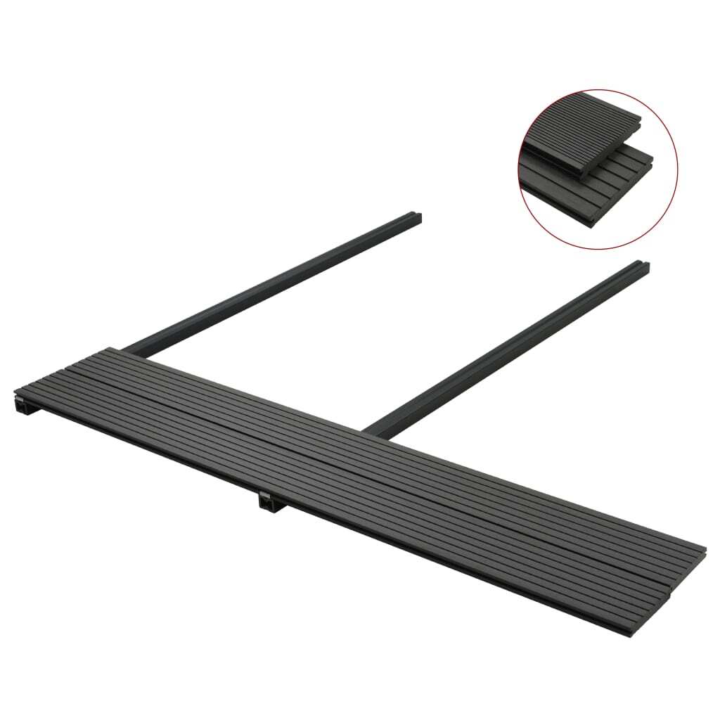 WPC Solid Decking Boards with Accessories 10 m 2.2 m Black