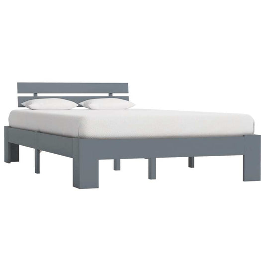 Bed Frame Grey Solid Pine Wood 140x200 cm