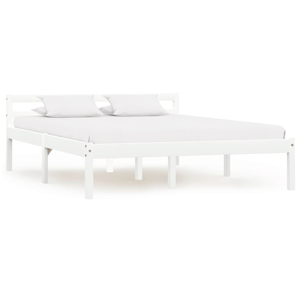 Bed Frame White Solid Pine Wood 140x200 cm