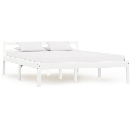 Bed Frame White Solid Pine Wood 140x200 cm