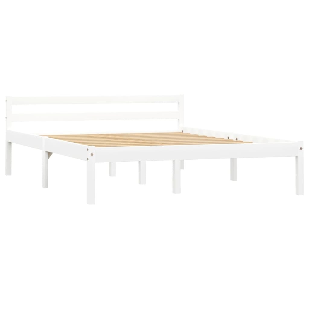 Bed Frame White Solid Pine Wood 140x200 cm