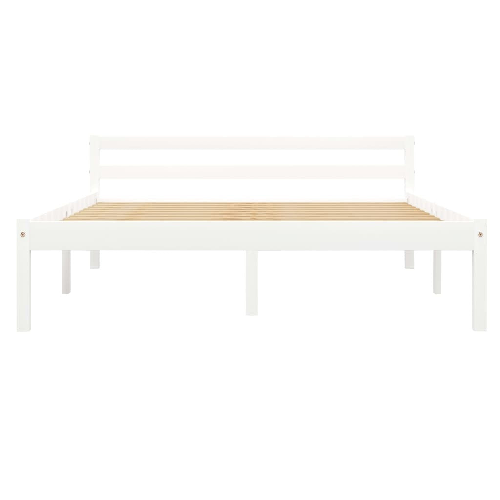 Bed Frame White Solid Pine Wood 140x200 cm