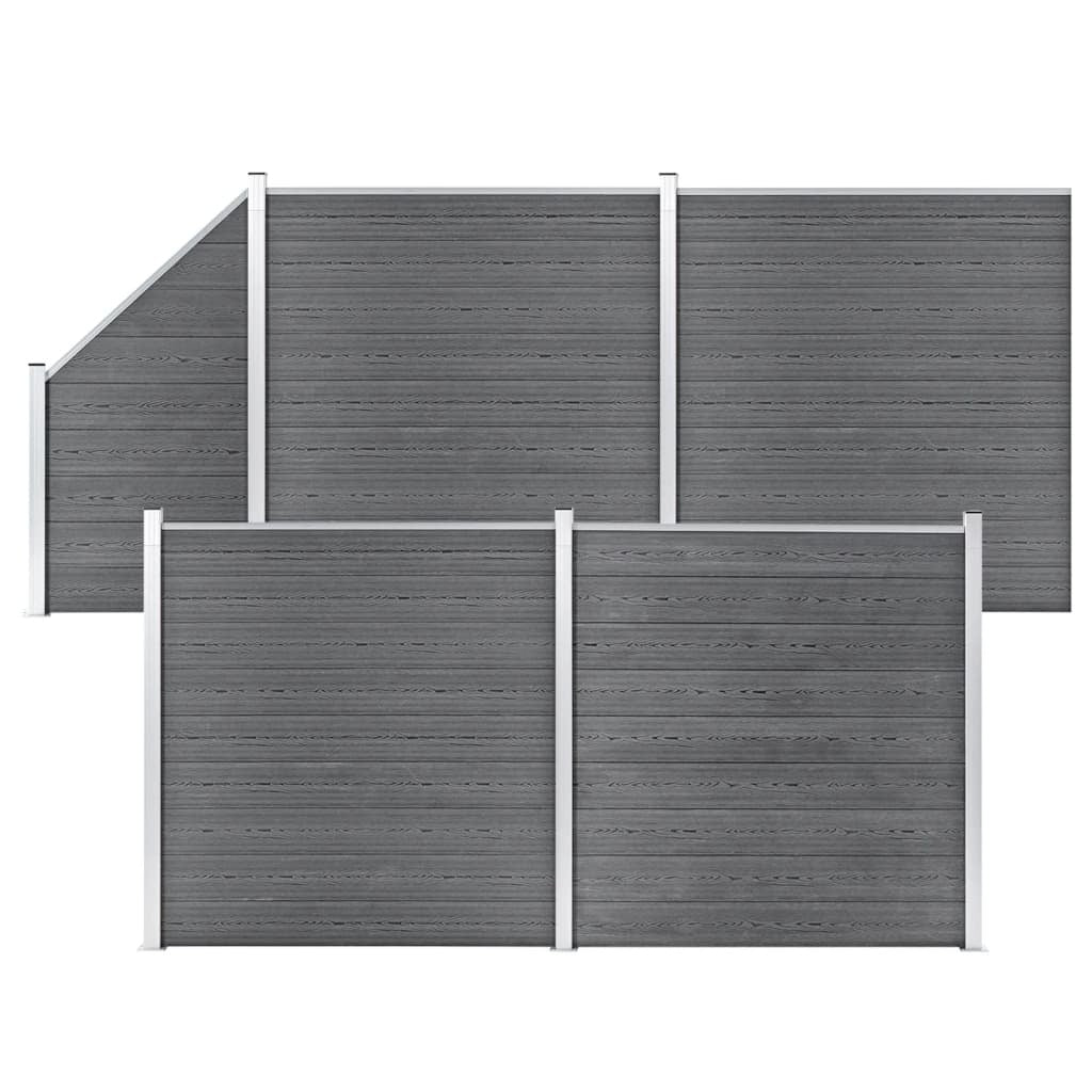 WPC Fence Set 4 Square + 1 Slanted 792x186 cm Grey