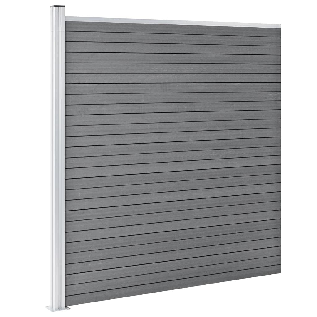 WPC Fence Set 4 Square + 1 Slanted 792x186 cm Grey