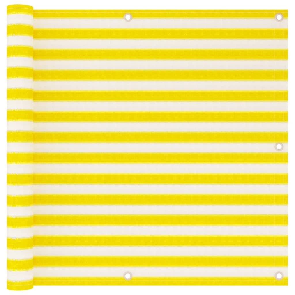 Balcony Screen Yellow and White 90x500 cm HDPE