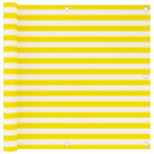 Balcony Screen Yellow and White 90x500 cm HDPE