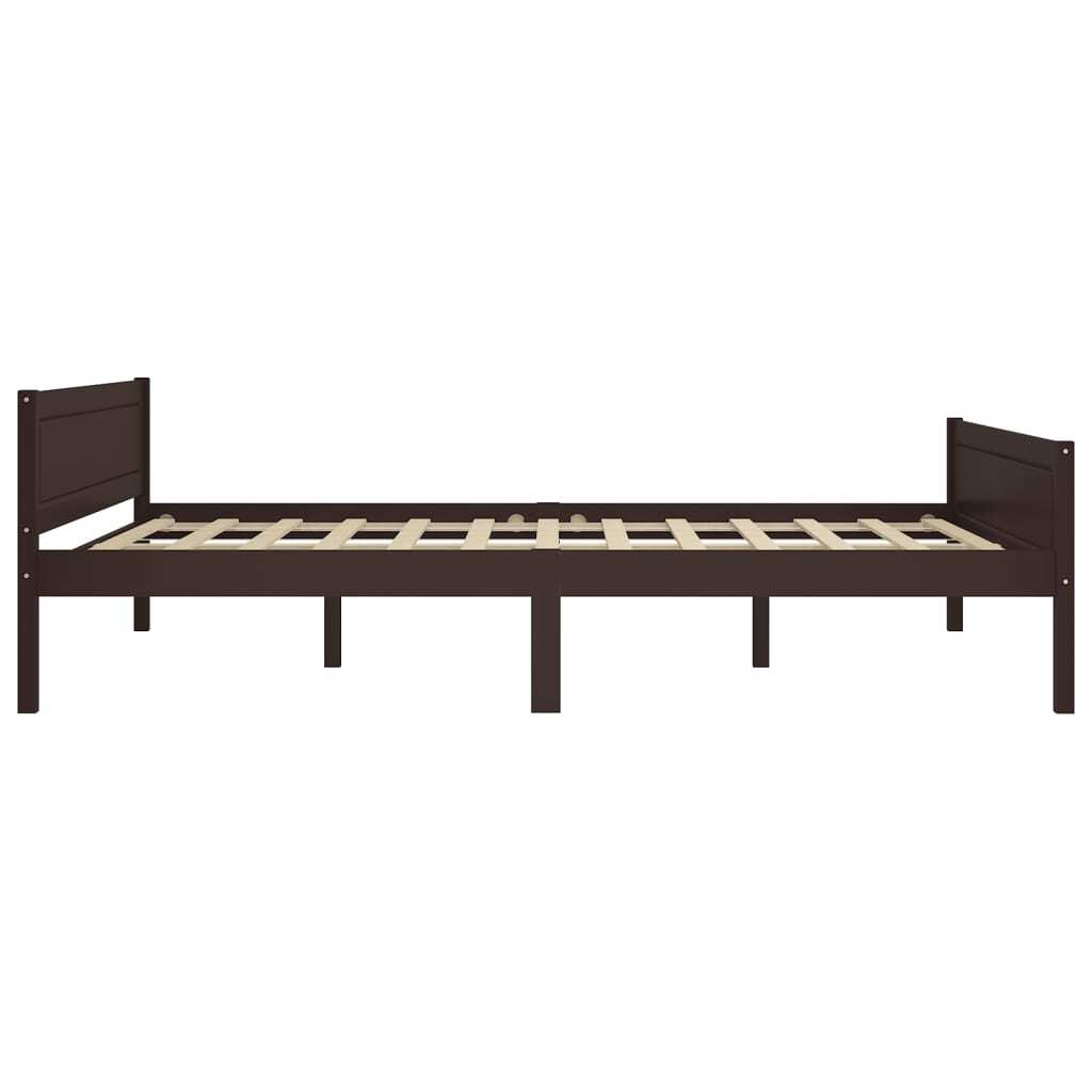 Bed Frame Solid Pinewood Dark Brown 140x200 cm