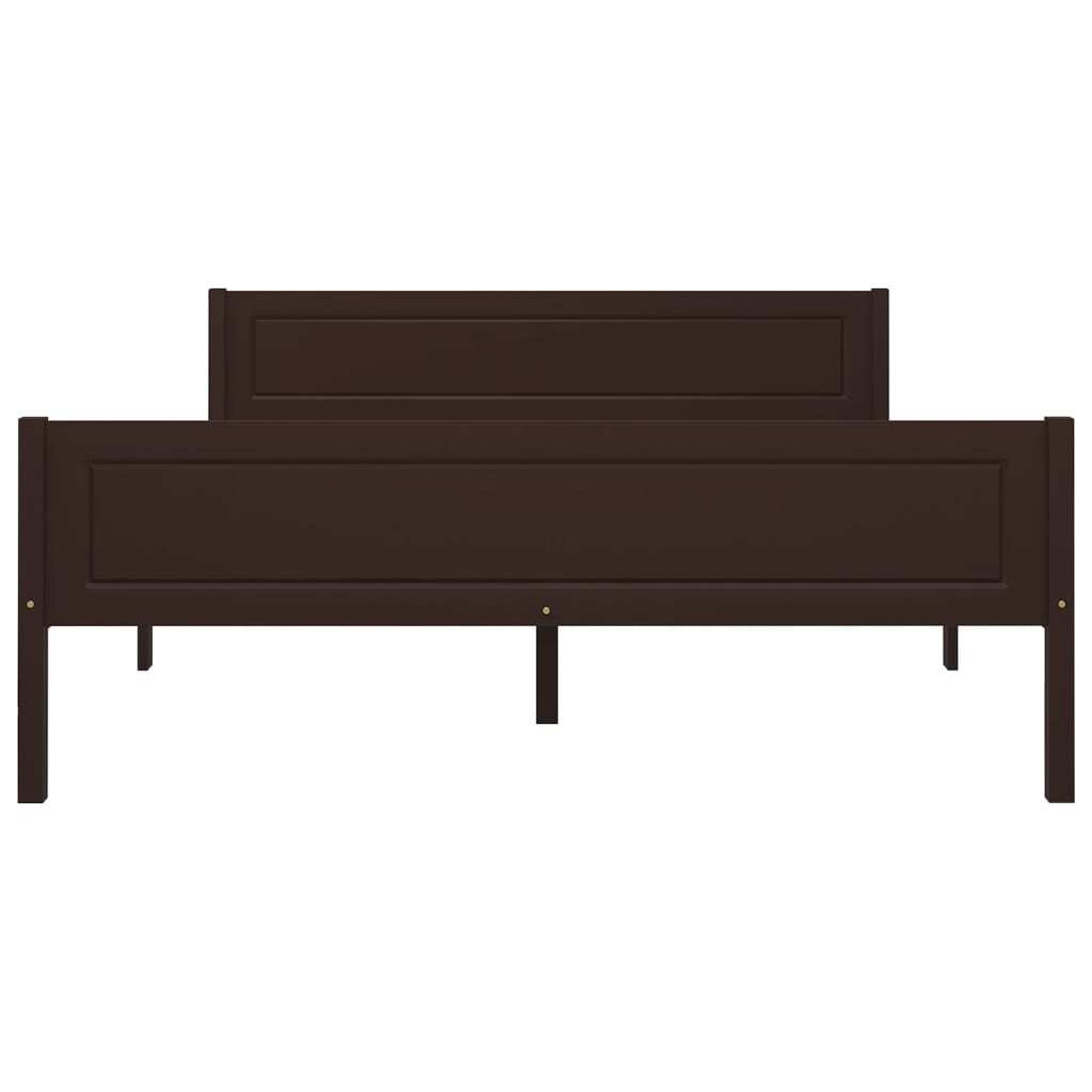 Bed Frame Solid Pinewood Dark Brown 140x200 cm