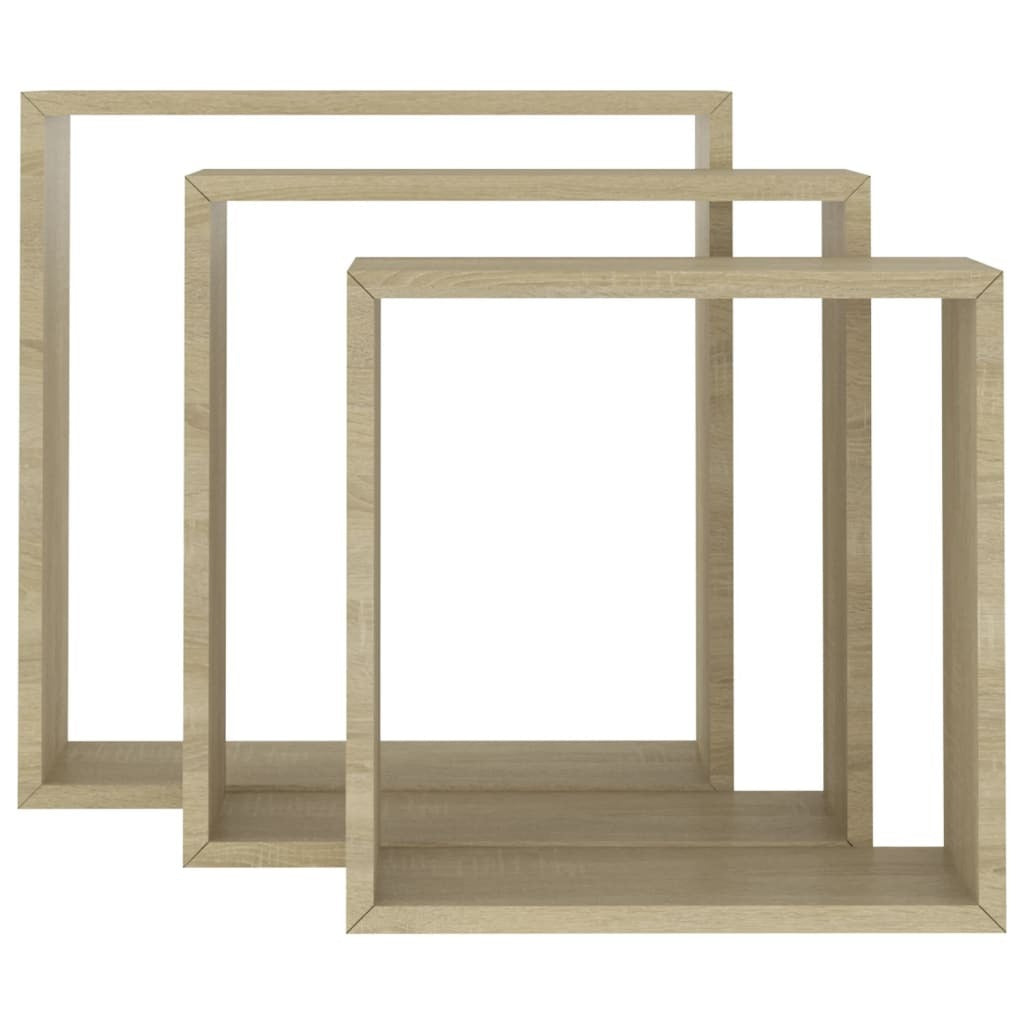 Wall Cube Shelves 3 pcs Sonoma Oak