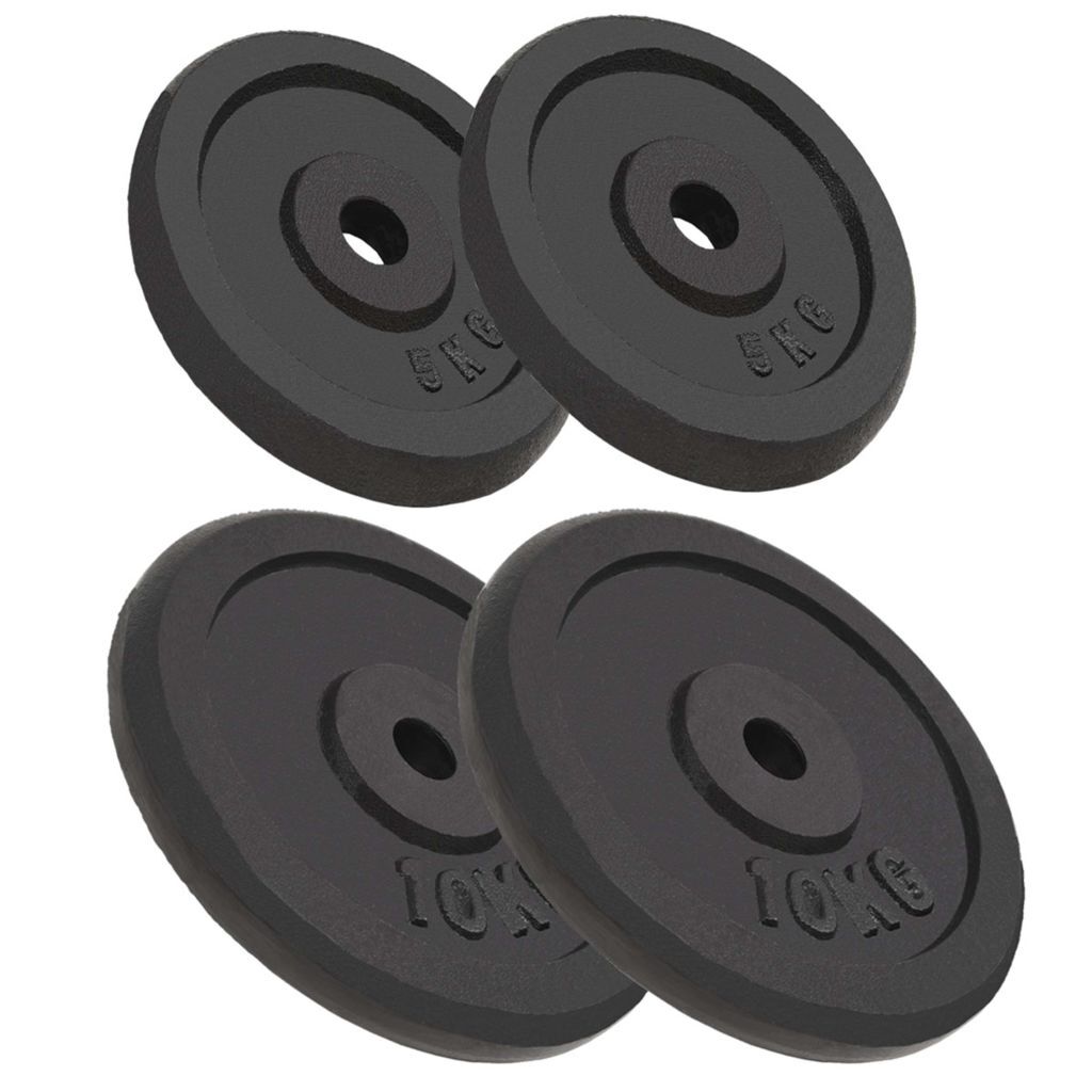 Weight Plates 4 pcs 2x10 kg+2x5 kg Cast Iron