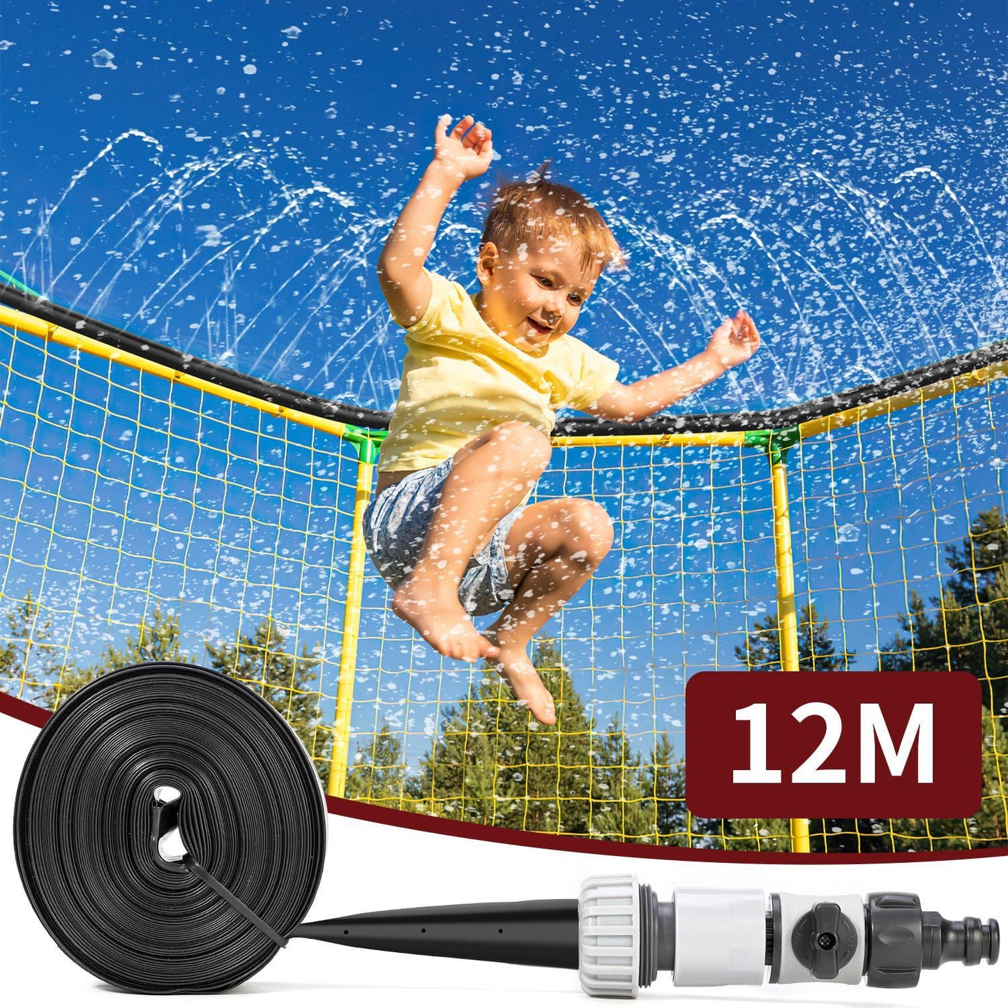 12M/39FT Trampoline Sprinkler, Outdoor Waterpark Hose Water Sprayer