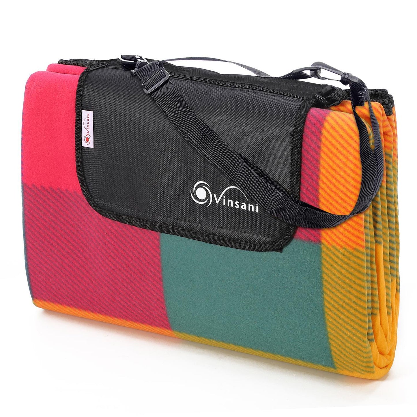 220 x 200cm Folding Picnic Blanket Waterproof & Sandproof- Multicoloured