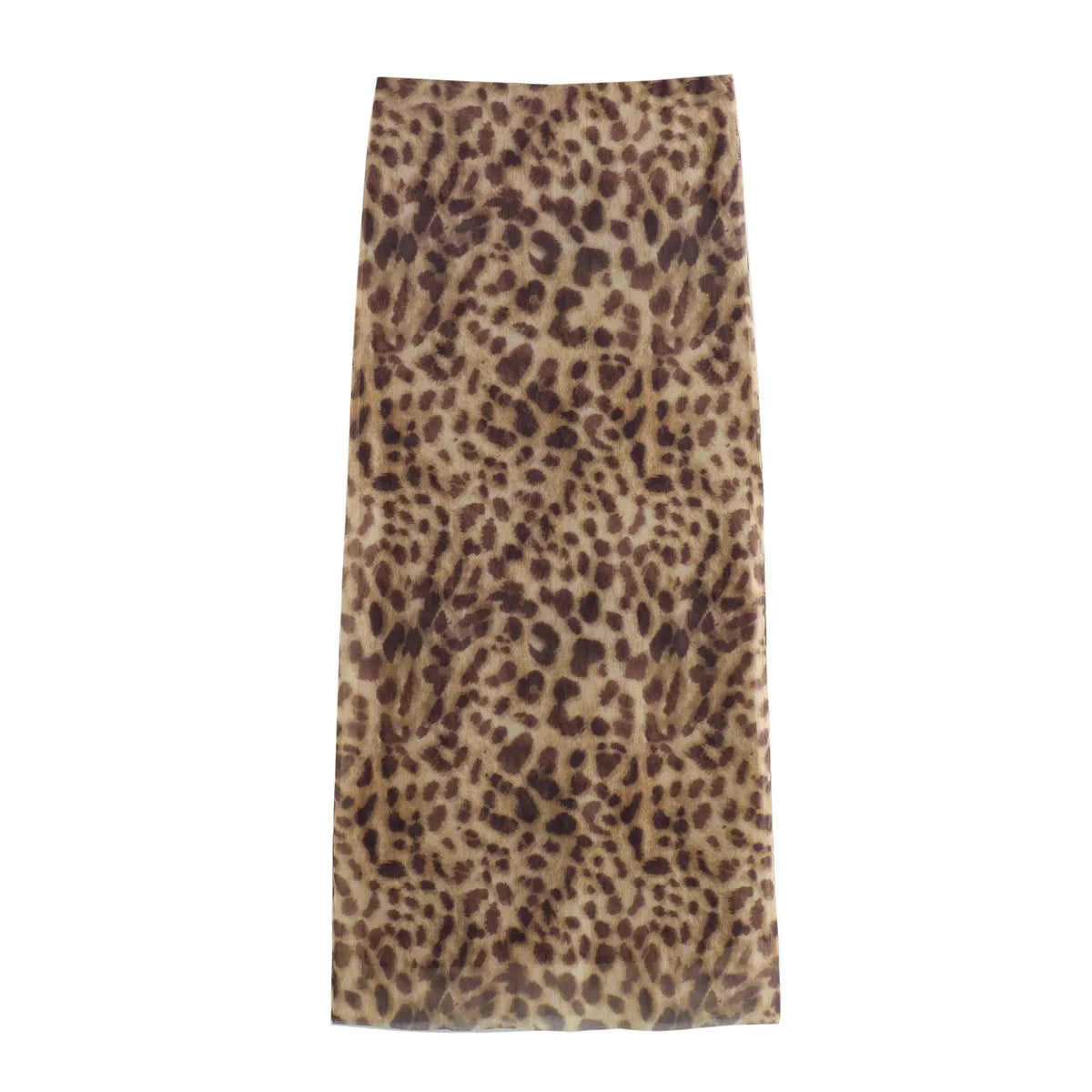 Women Leopard Tulle Midi Skirt 2024 Summer Fashion High Waist