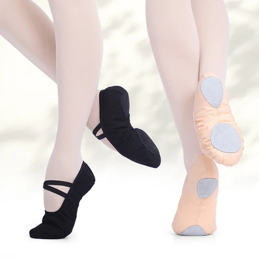 Women Ballet Shoes Canvas Girls Dance Slippers Split Sole Gymnastics