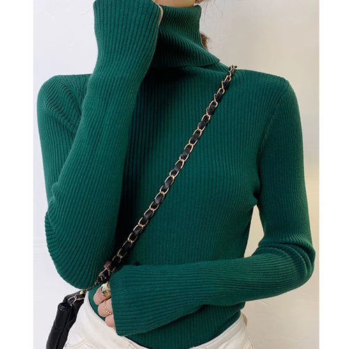 Women Fall Turtleneck Sweater Knitted Soft Pullovers Cashmere Jumpers