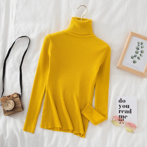 Women Turtleneck Sweater Knitted Soft Pullovers cashmere Jumpers Basic