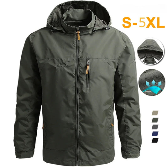 Windbreaker Men Tactical Jacket Waterproof Outdoor Hooded Coat Sports