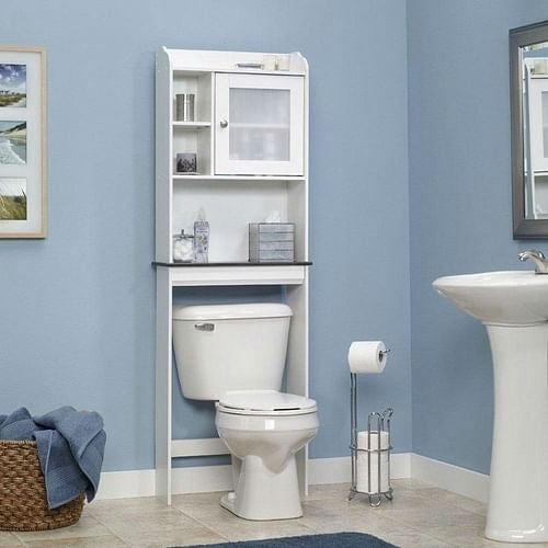 White Space Saving Over Toilet Bathroom Cabinet with 2 Adjustable