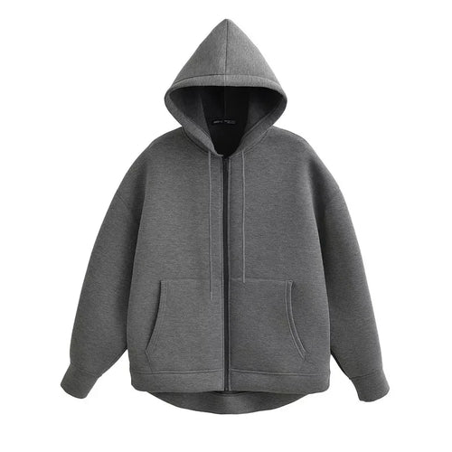 Winter New Women's Zipper Hoodie High Street Unisex style Double