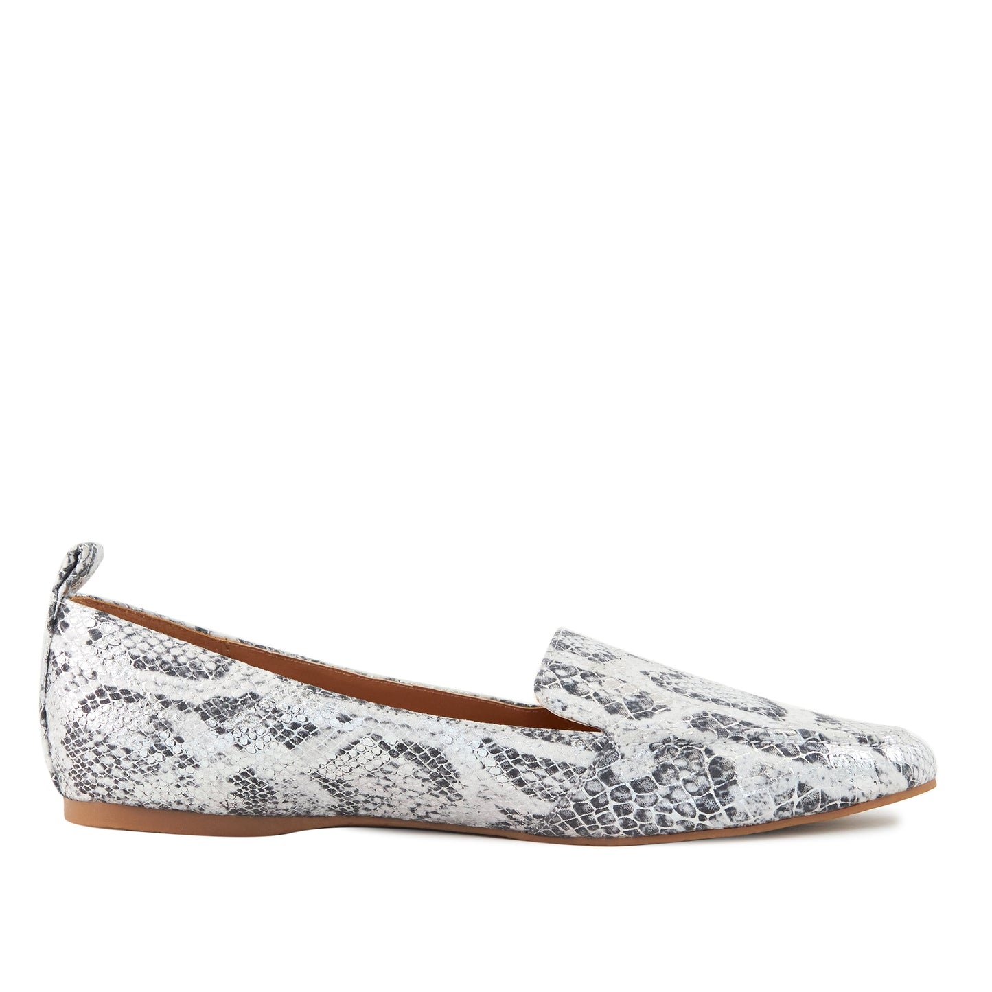 Women's Flat Socialite Silver Snake Skin