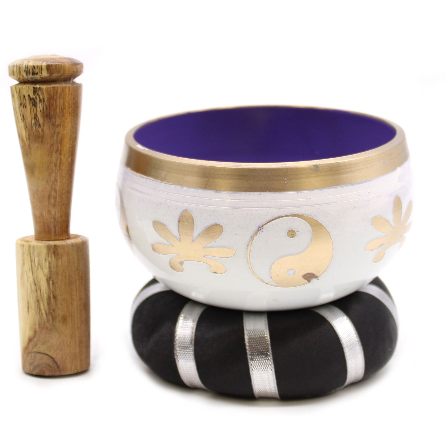 Yin & Yang Singing Bowl Set- White/Purple 10.7cm - Per case: 1 Piece