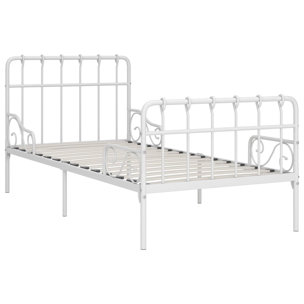 Bed Frame with Slatted Base White Metal 90x200 cm