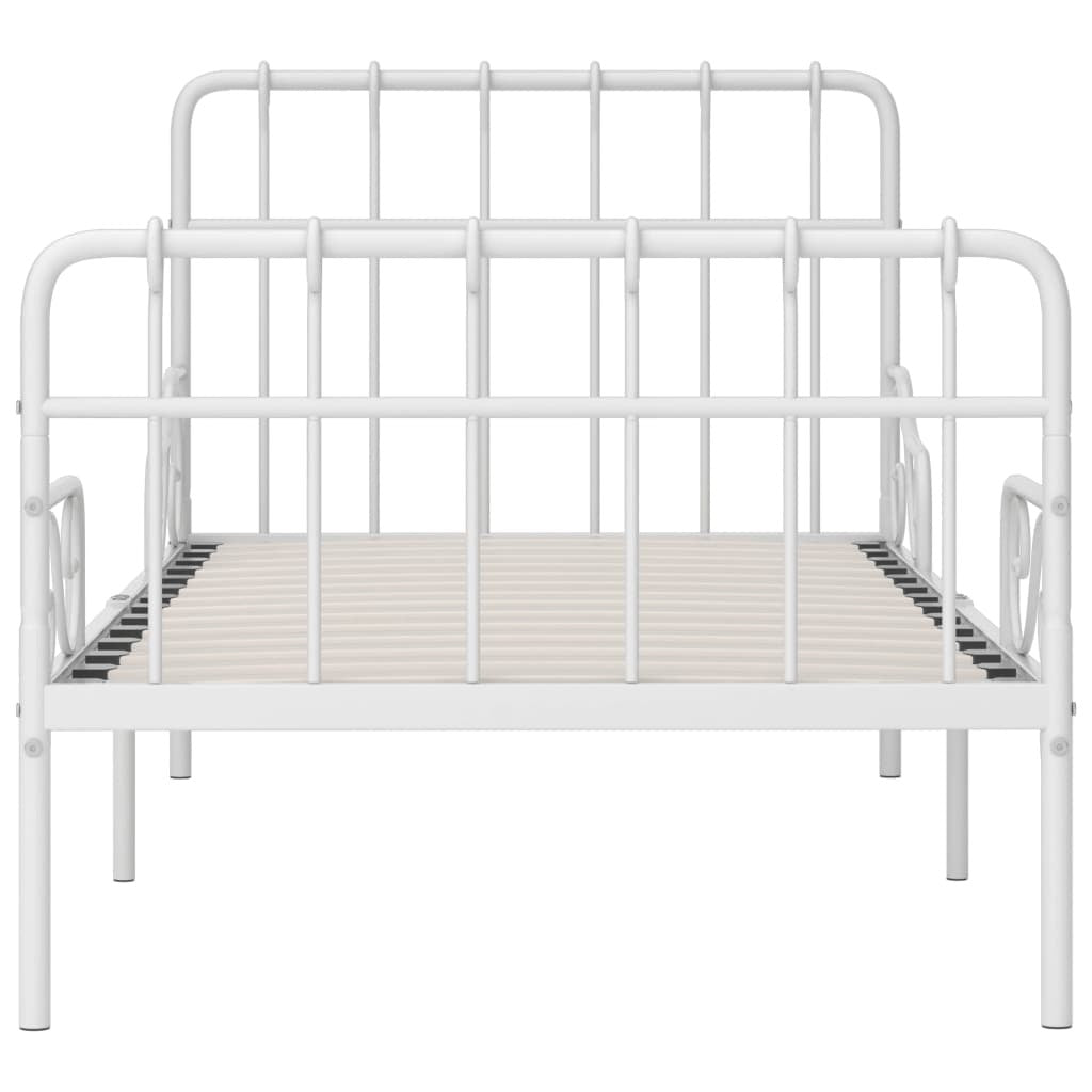 Bed Frame with Slatted Base White Metal 90x200 cm