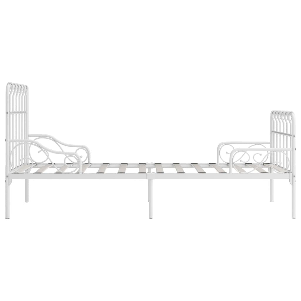 Bed Frame with Slatted Base White Metal 90x200 cm