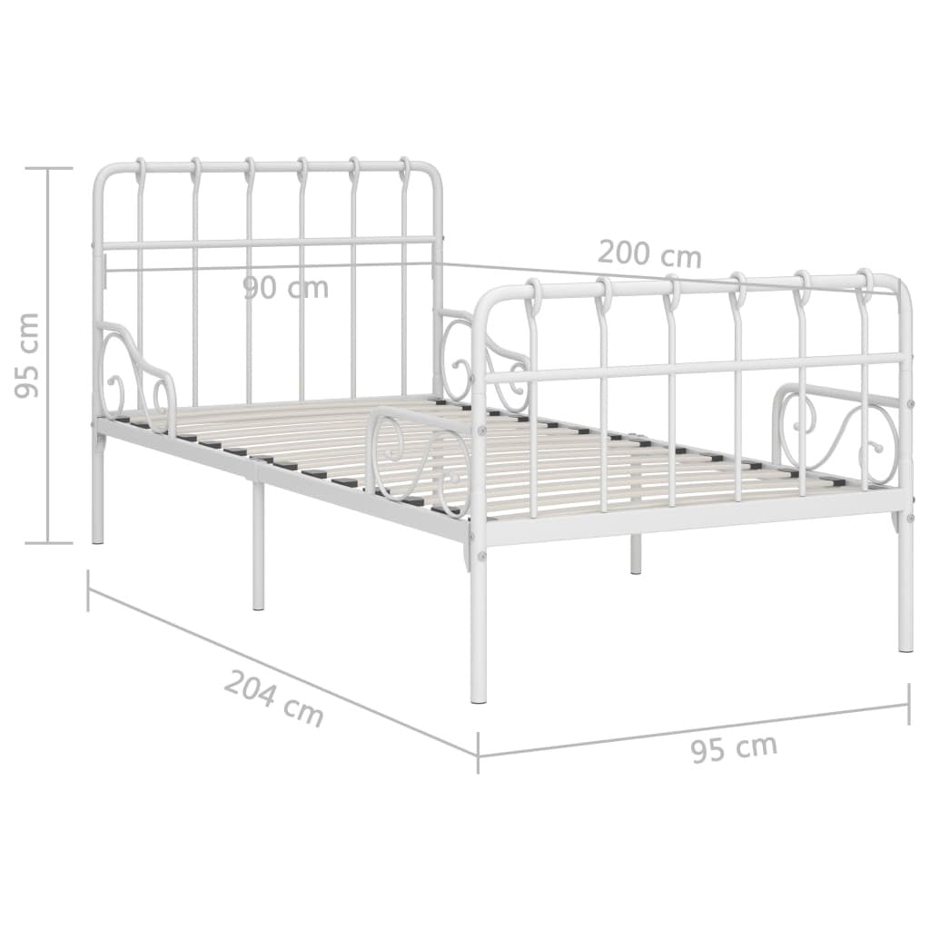 Bed Frame with Slatted Base White Metal 90x200 cm