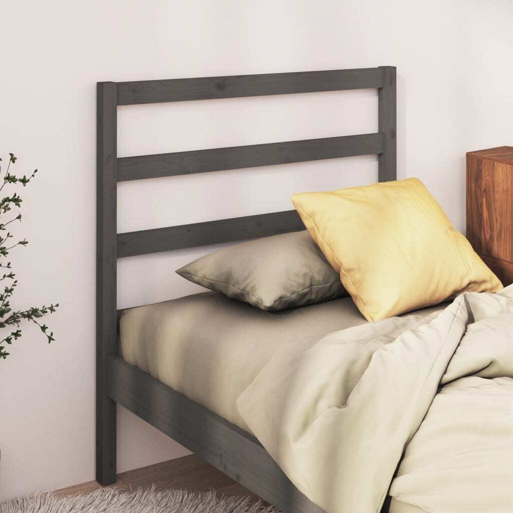 Bed Headboard Grey 106x4x100 cm Solid Wood Pine