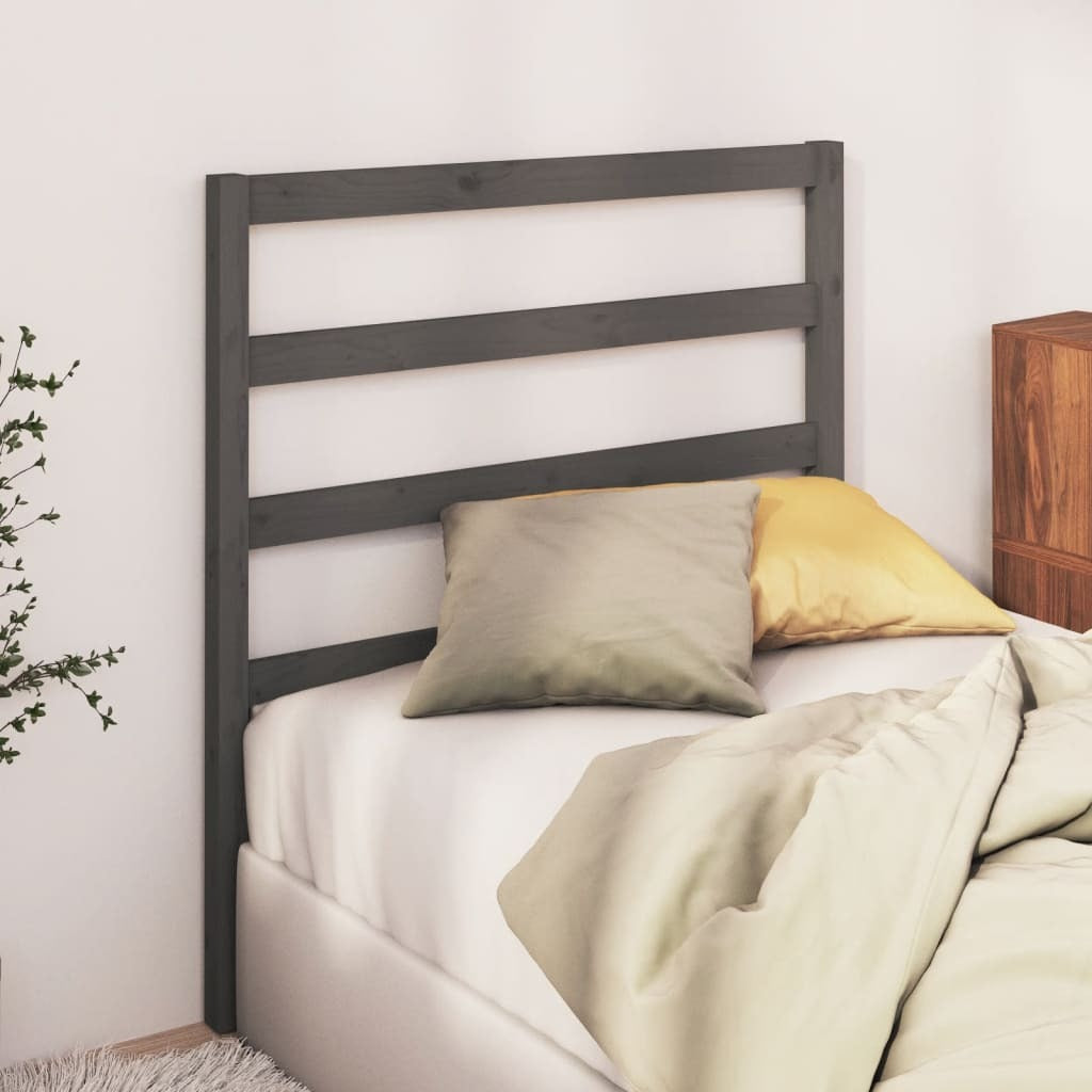 Bed Headboard Grey 106x4x100 cm Solid Wood Pine