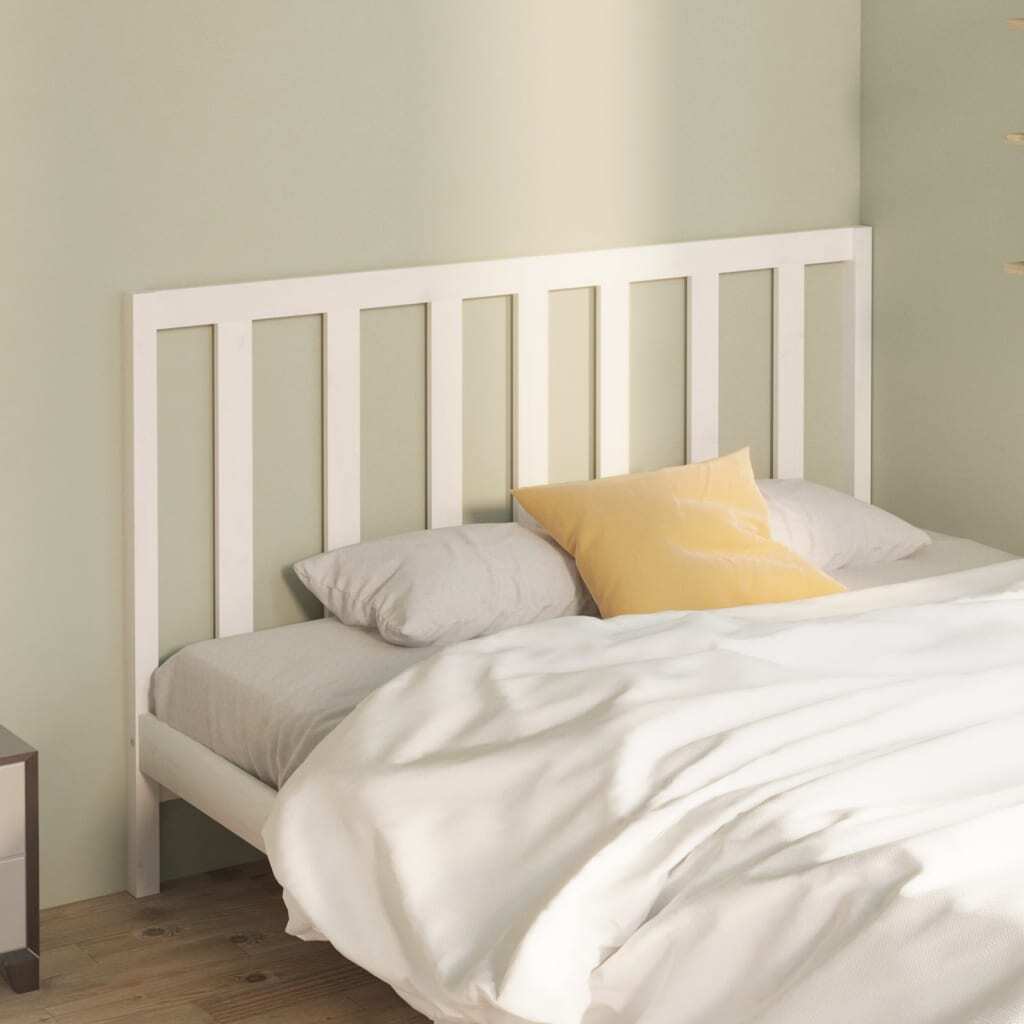 Bed Headboard White 146x4x100 cm Solid Wood Pine