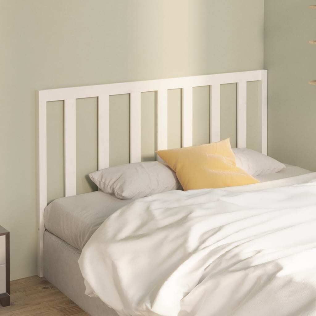 Bed Headboard White 146x4x100 cm Solid Wood Pine