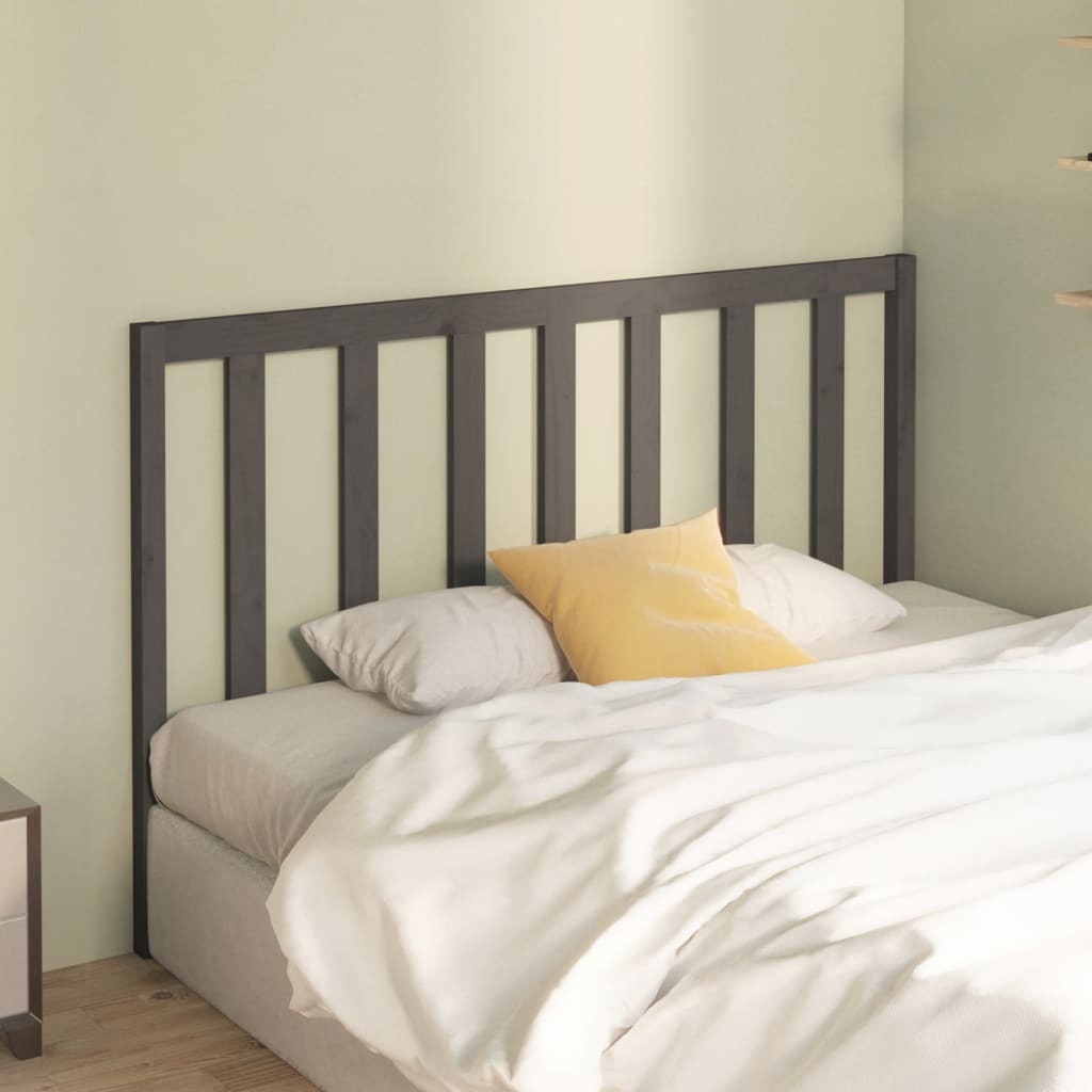 Bed Headboard Grey 141x4x100 cm Solid Wood Pine