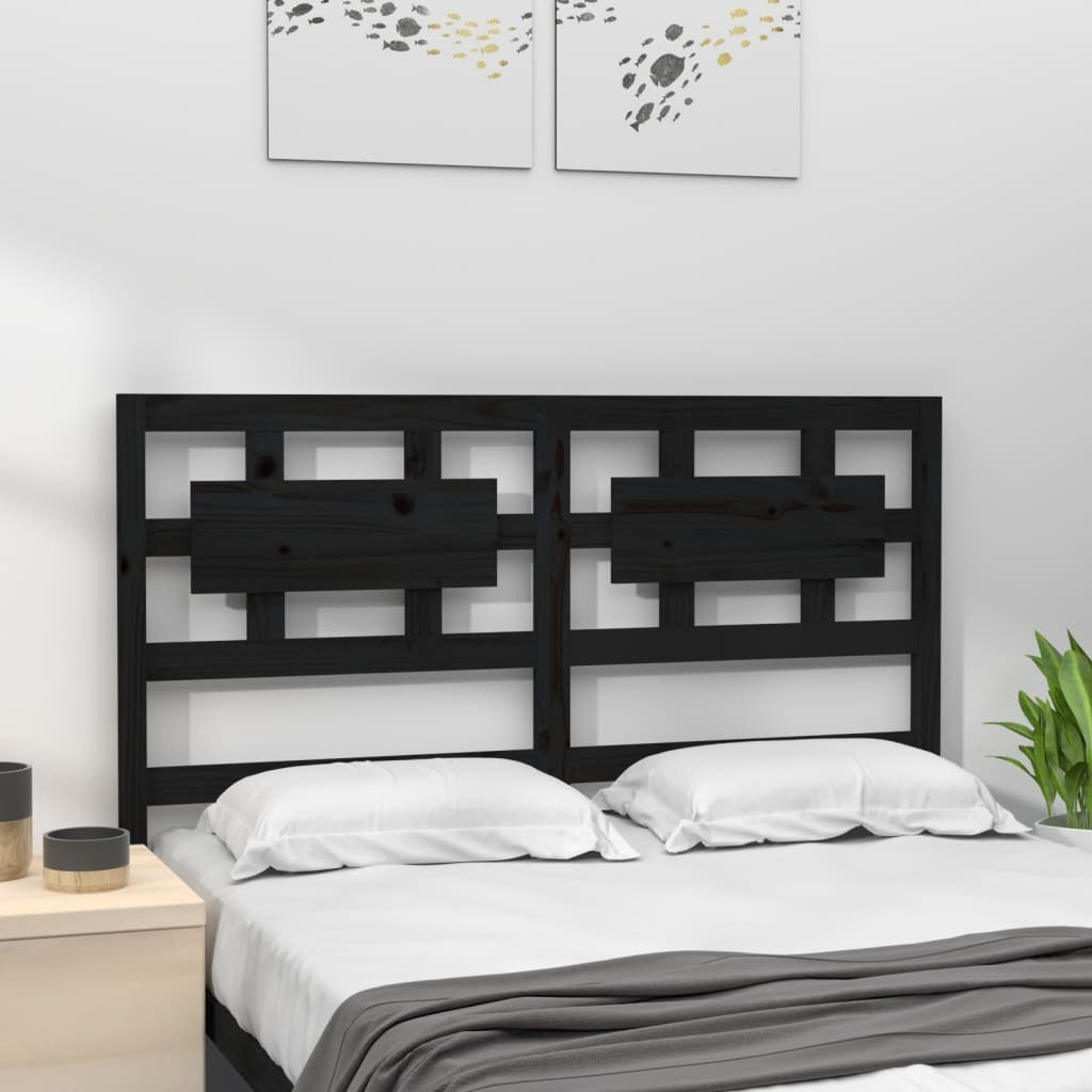 Bed Headboard Black 155.5x4x100 cm Solid Wood Pine