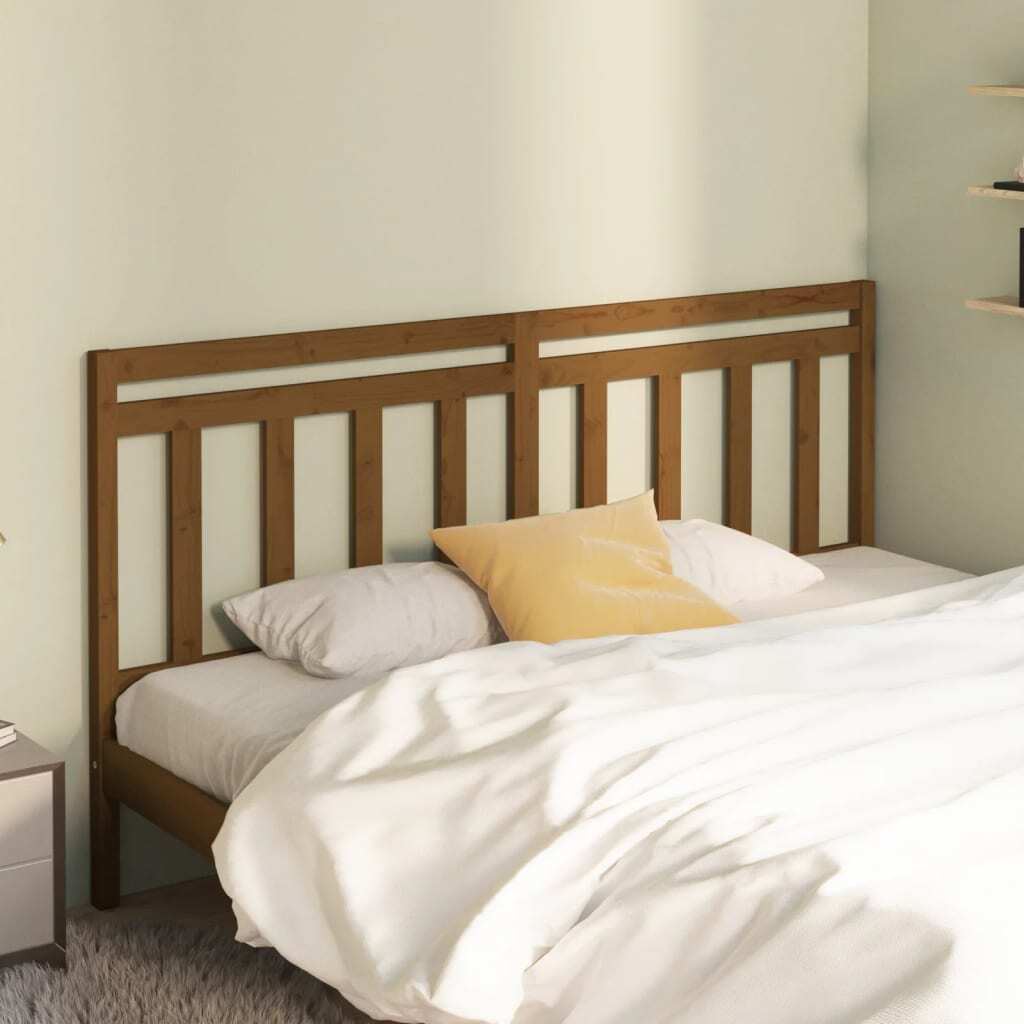 Bed Headboard Honey Brown 206x4x100 cm Solid Wood Pine