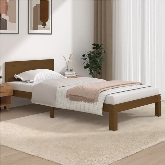 Bed Frame Honey Brown Solid Wood Pine 100x200 cm