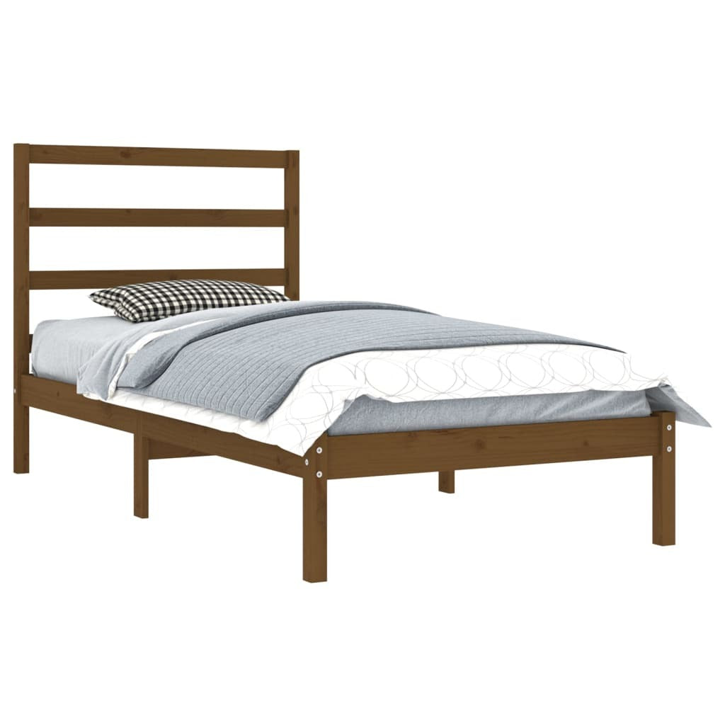 Bed Frame Honey Brown Solid Wood Pine 100x200 cm