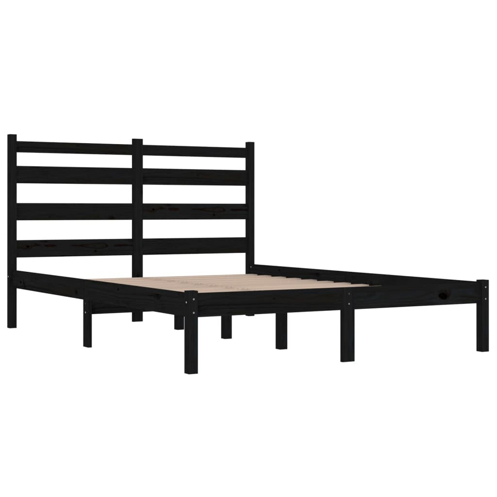 Bed Frame Black Solid Wood Pine 200x200 cm