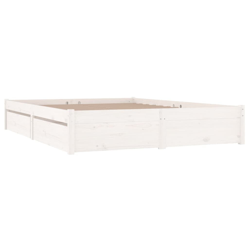 Bed Frame with Drawers White 180x200 cm 6FT Super King