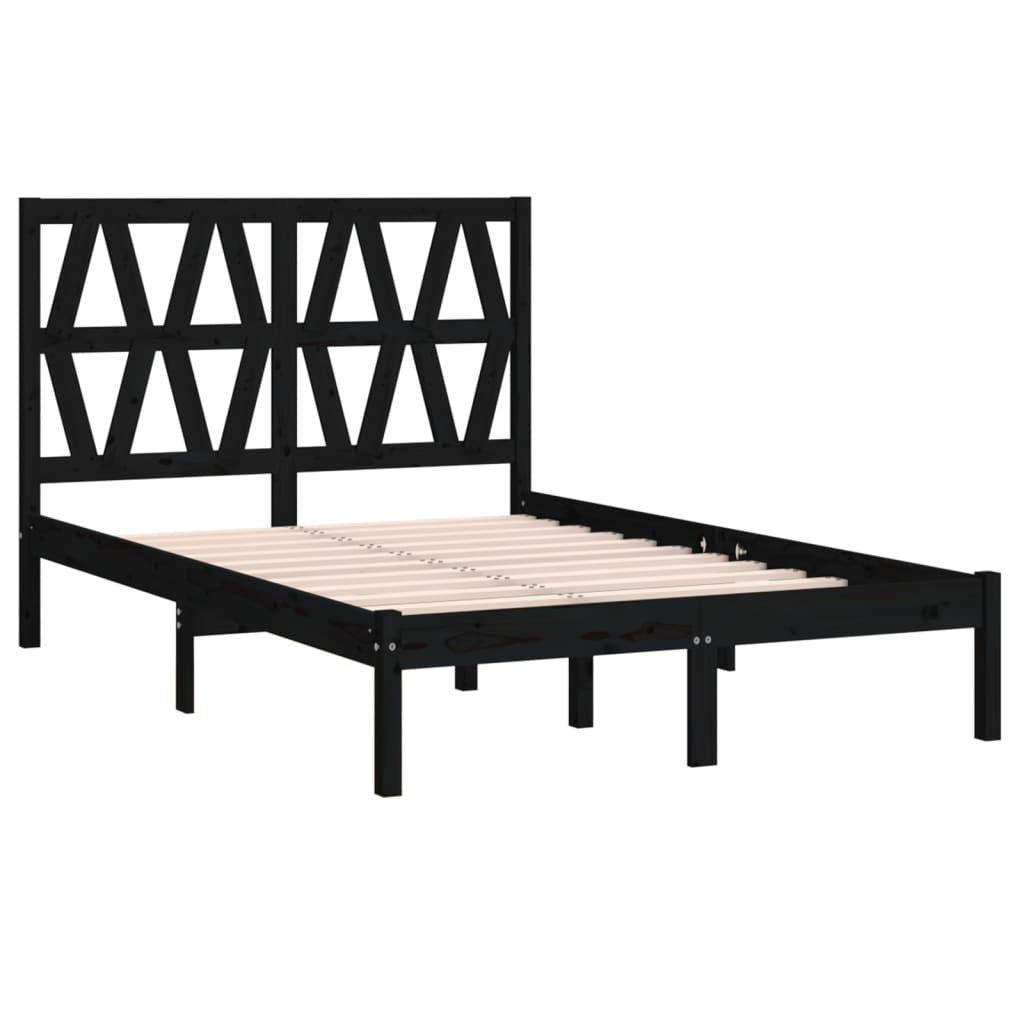 Bed Frame Black Solid Wood Pine 140x200 cm