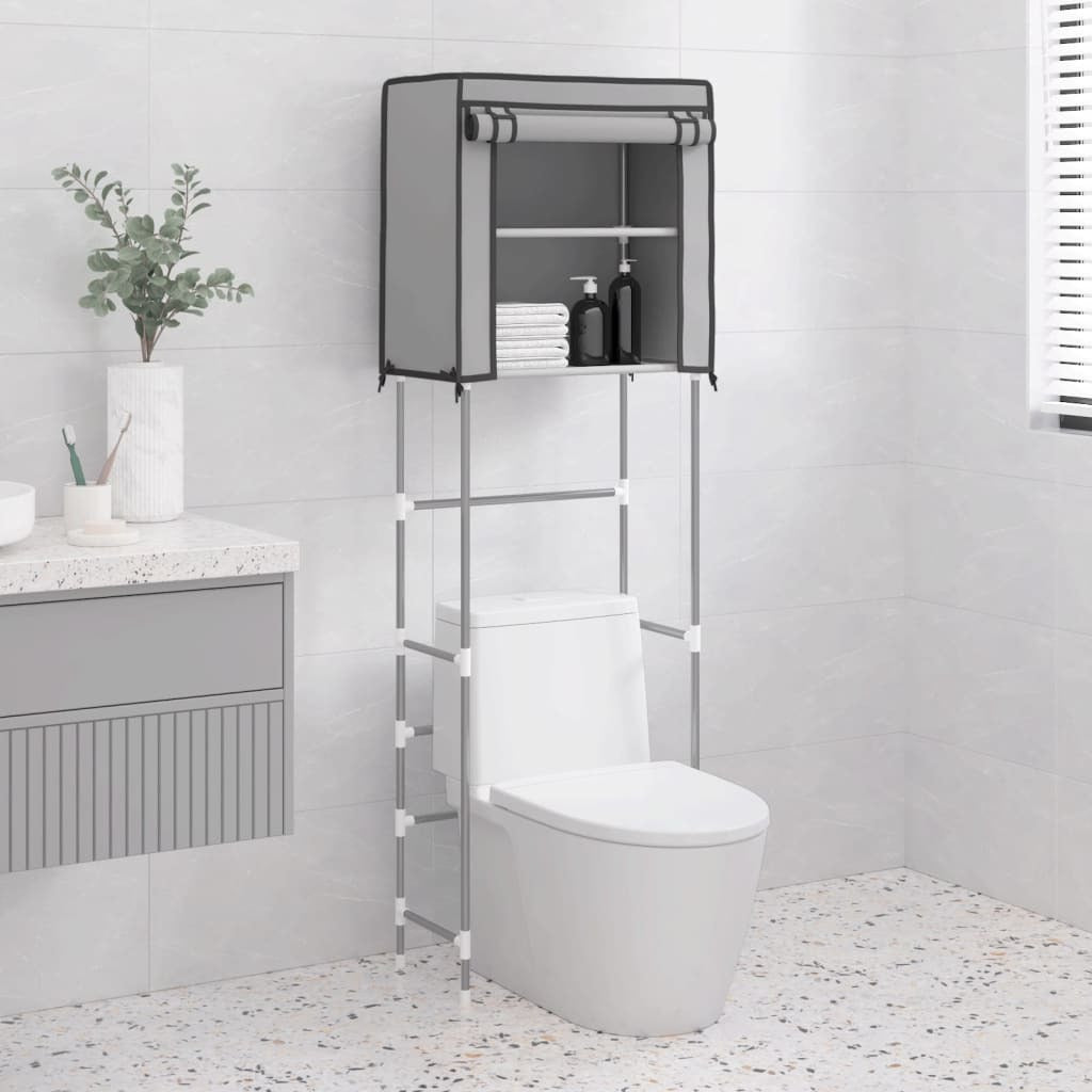 2-Tier Storage Rack over Toilet Grey 56x30x170 cm Iron